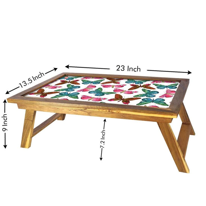 Nutcase Folding Laptop Table for Home Bed Lapdesk Breakfast Table Foldable Teak Wooden Study Desk Watercolor Butterfly - Image 5