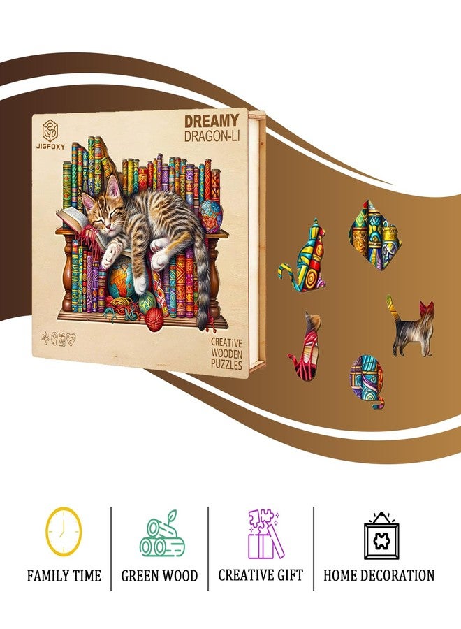 Jigfoxy Wooden Puzzles for Adults, Cat Wood Puzzle for Adults, Unique Animal-Shaped Wooden Jigsaw Puzzle, Christmas Thanksgiving Gifts for Puzzle Lovers, Family and Friends (M-11.4 * 9.2in-190pcs) - Image 4