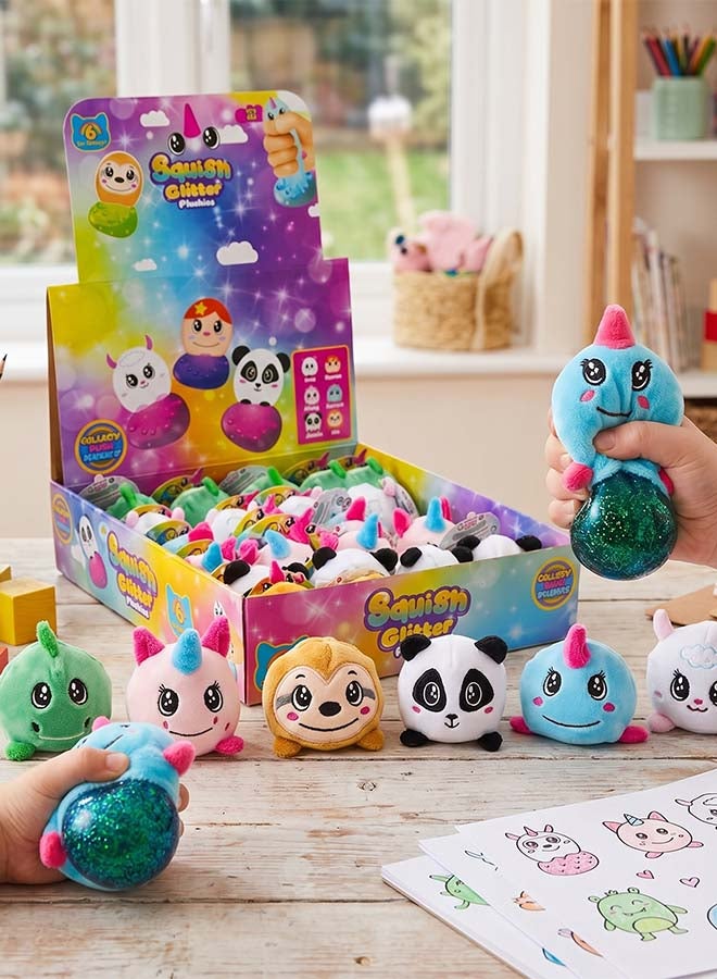 RMS Plush Glitter Squishy Toy Assorted – Soft Sparkle Squeeze Sensory Toy for Kids, Cute Pocket Money Gift - Image 2