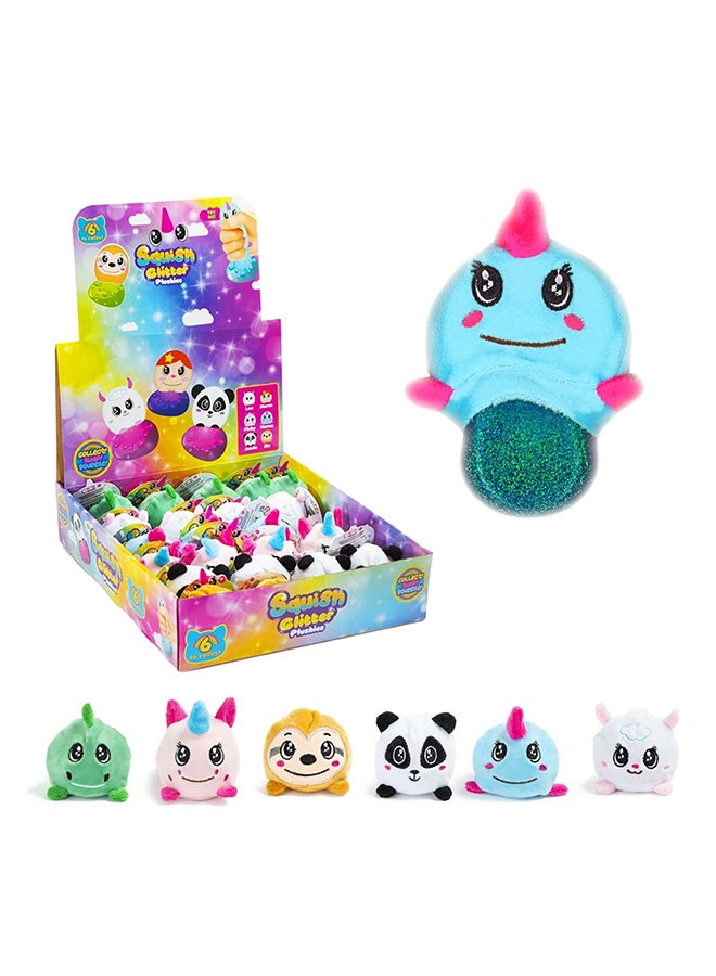 RMS Plush Glitter Squishy Toy Assorted – Soft Sparkle Squeeze Sensory Toy for Kids, Cute Pocket Money Gift - Image 1