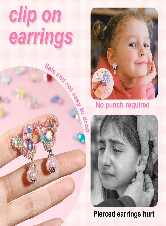 Hicdaw Kids Clip On Earrings for Girls Ages 4-12 Hypoallergenic 30 Pairs Sets, Non Pierced Earrings Cute Clip On Earrings for Girls Set, Girl Dress Up Mixcolor A - Image 2