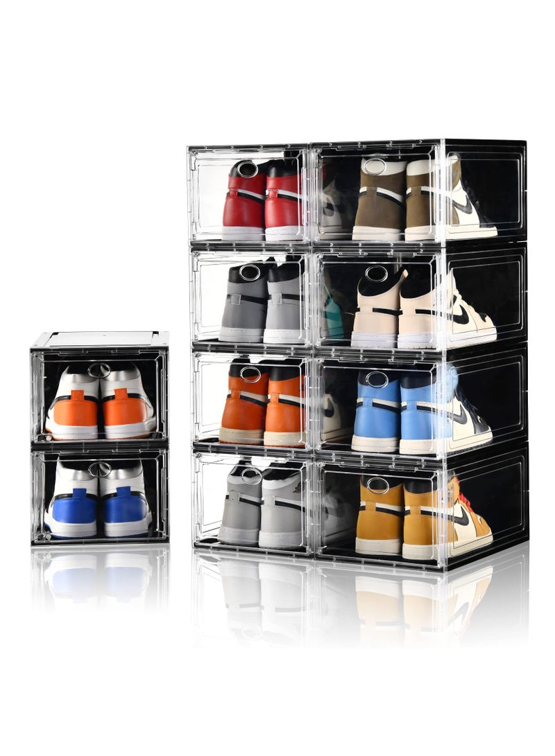 Amllas Amllas 10 Pack Shoe Boxes Stackable,Upgraded Sturdy Shoe Storage Boxes with Clear Magnetic Door,Multifunctional Sneaker Storage, Shoe Box Organizer Fit up to US Size 12 (13.8â€x 9.84â€x 7.1â€) 