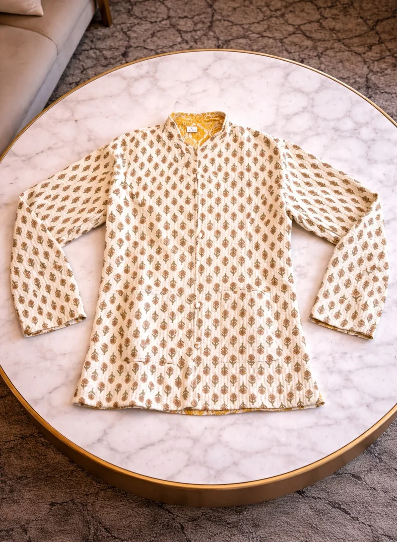 تحفة لوكس توڤا لوكس سترة الكثبان – قطن مطبوع يدوياً (كبير 50 × 70 سم) | سترة حرفية للجنسين