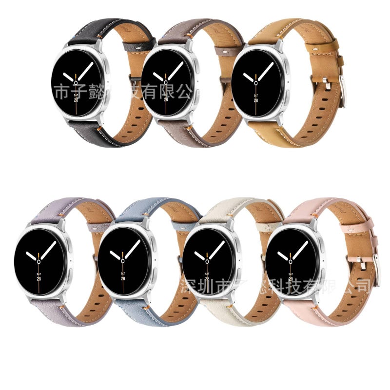 سوار ساعة ذكية سوار جلدي كلاسيكي متوافق مع Samsung Galaxy Watch 8 Classic بملاءمة قابلة للتعديل وحزام بديل باللون بنفسجي قابل للتعديل - Image 2
