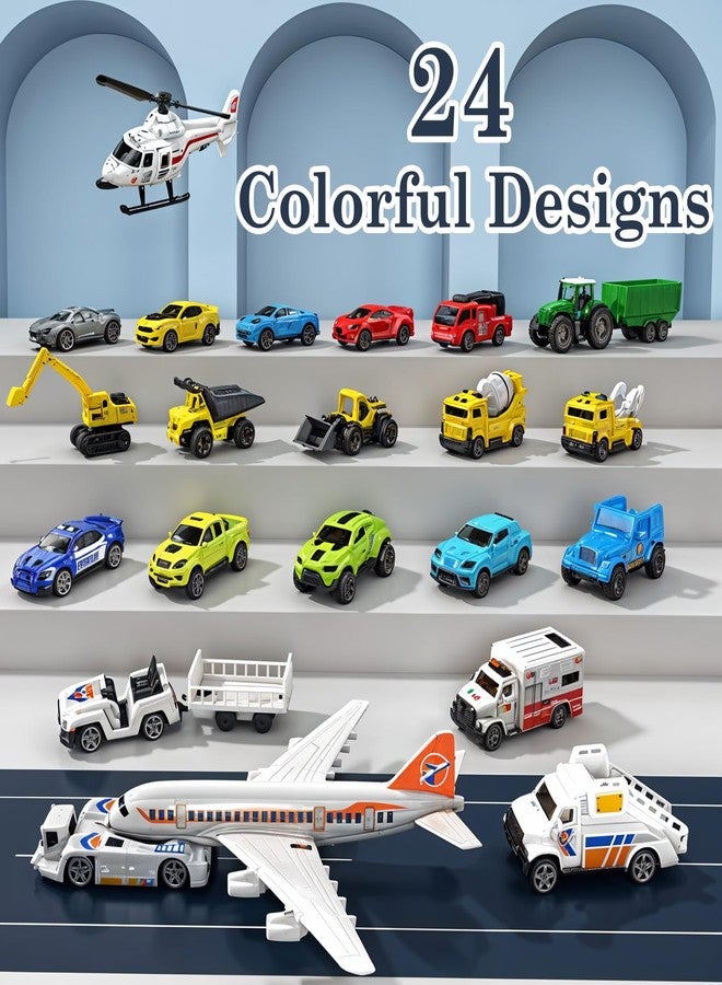 Frontoytall 24 Pieces Cars & Trucks Toy Set for Toddlers, Boys & Girls - Die-Cast Vehicles with BPA-Free Plastic, Kids Birthday Gifts, Party Favors, Easter & Holiday Stocking Stuffers (Ages 3+) - Image 2