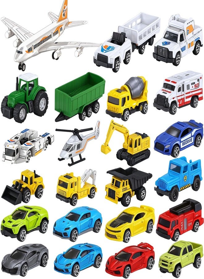 Frontoytall 24 Pieces Cars & Trucks Toy Set for Toddlers, Boys & Girls - Die-Cast Vehicles with BPA-Free Plastic, Kids Birthday Gifts, Party Favors, Easter & Holiday Stocking Stuffers (Ages 3+) - Image 1