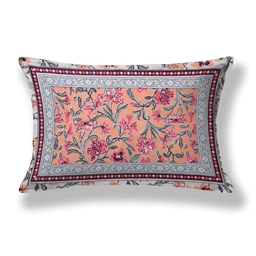 elanorhomes 100% Cotton 240 TC Single Bed Sheet Set | Floral Hand Printed Bedsheet with Pillow Cover | Soft Breathable Fabric for Bedroom | 60x90 Inches (Blush Garden) - Image 4