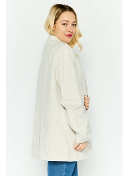 Helene Berman Women Regular Fit Textured Blazer, Off White  - Image 3