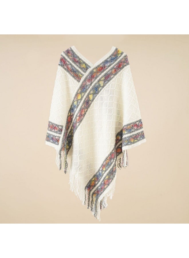 Ethnic Style Tassel Shawl Cape for Women - Lightweight, Versatile, and Stylish