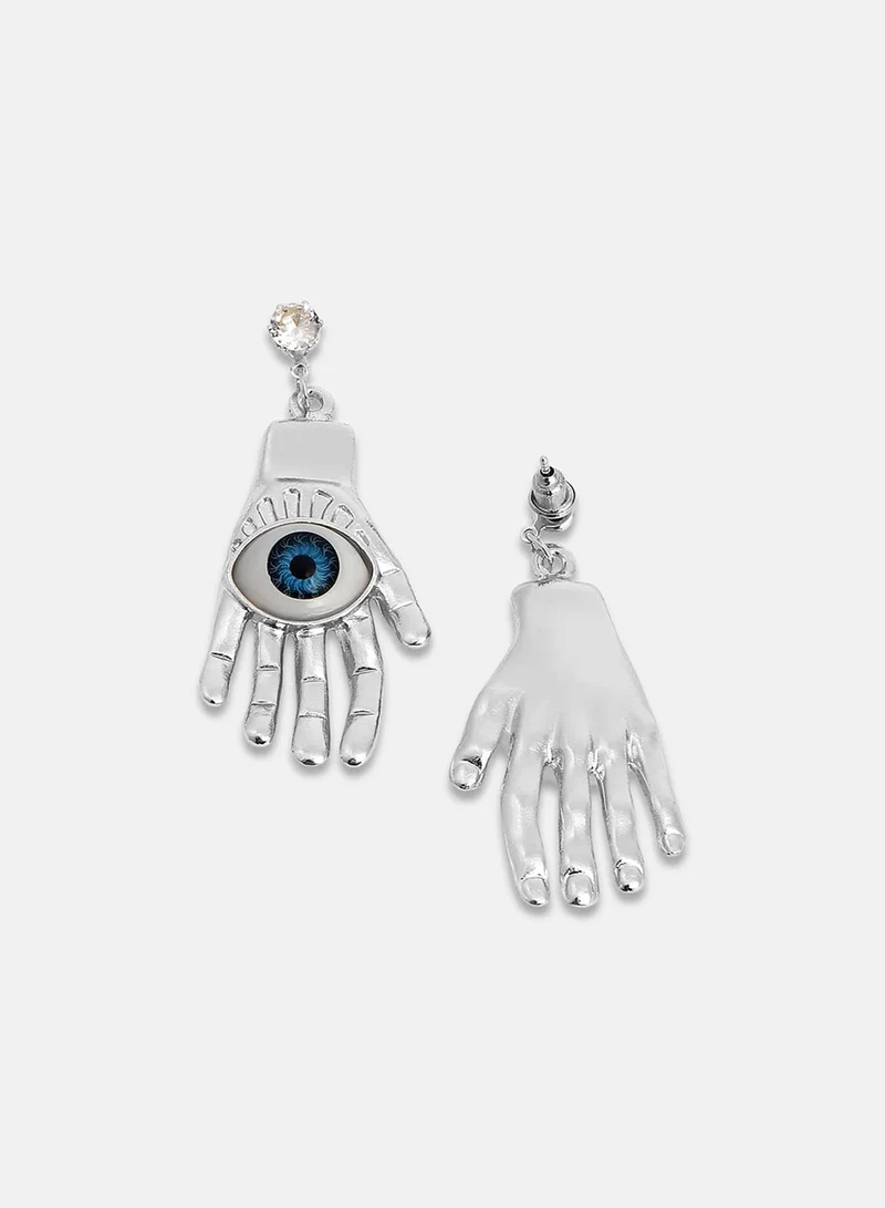 SOHI Contemporary Stone-Studded Hamsa Artificial Drop Earring Jewellery