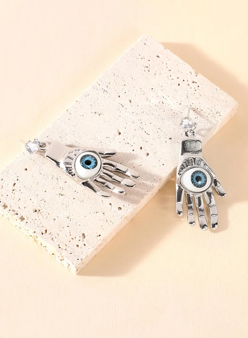 SOHI Contemporary Stone-Studded Hamsa Artificial Drop Earring Jewellery
