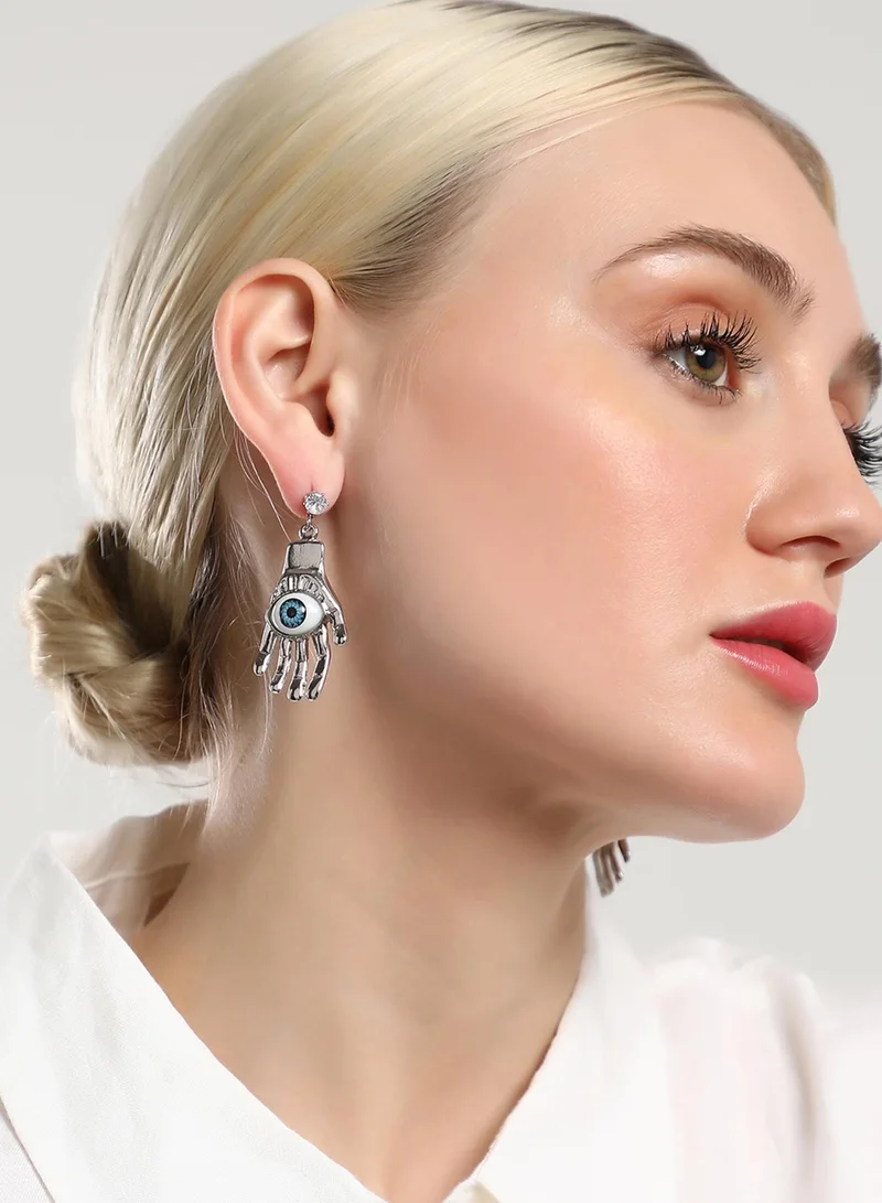 SOHI Contemporary Stone-Studded Hamsa Artificial Drop Earring Jewellery