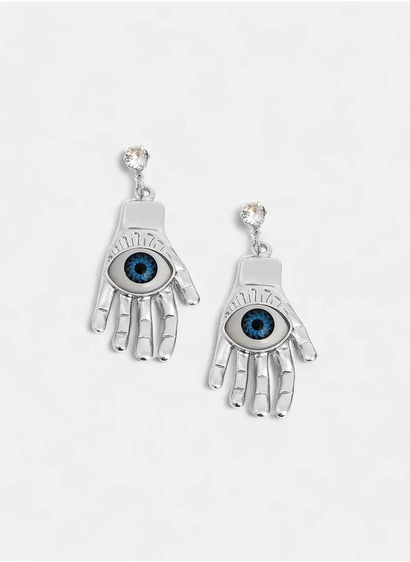 سوهي Contemporary Stone-Studded The Hamsa Drop Earrings
