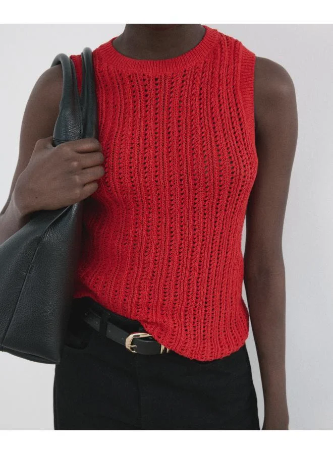 مانجو Openwork knit top