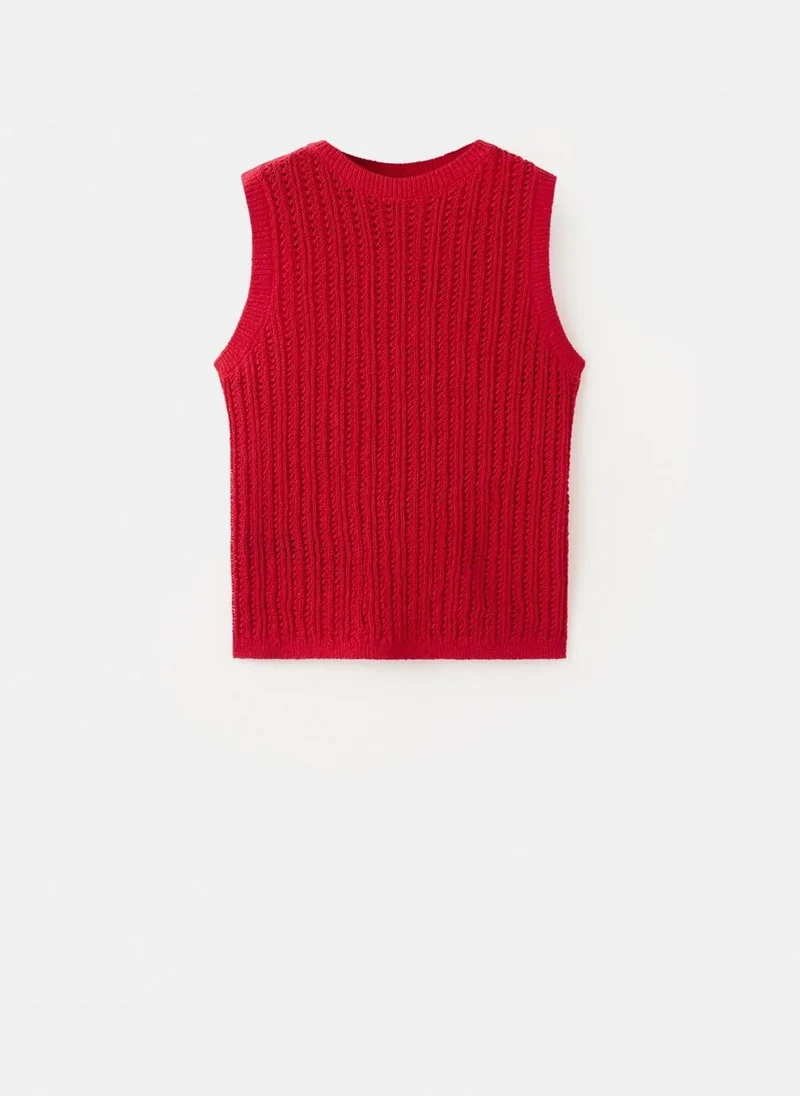 مانجو Openwork knit top