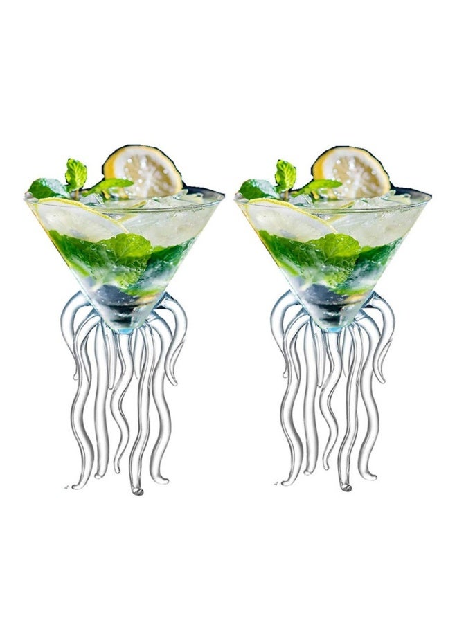 Glass Goblet, SYOSI 2 Pcs Octopus Shape Glass Creative Glass Goblet, Novelty Drink Cup Clear Dessert Ice Cream Juice Cup Decoative Glass Cup for Home - Image 1