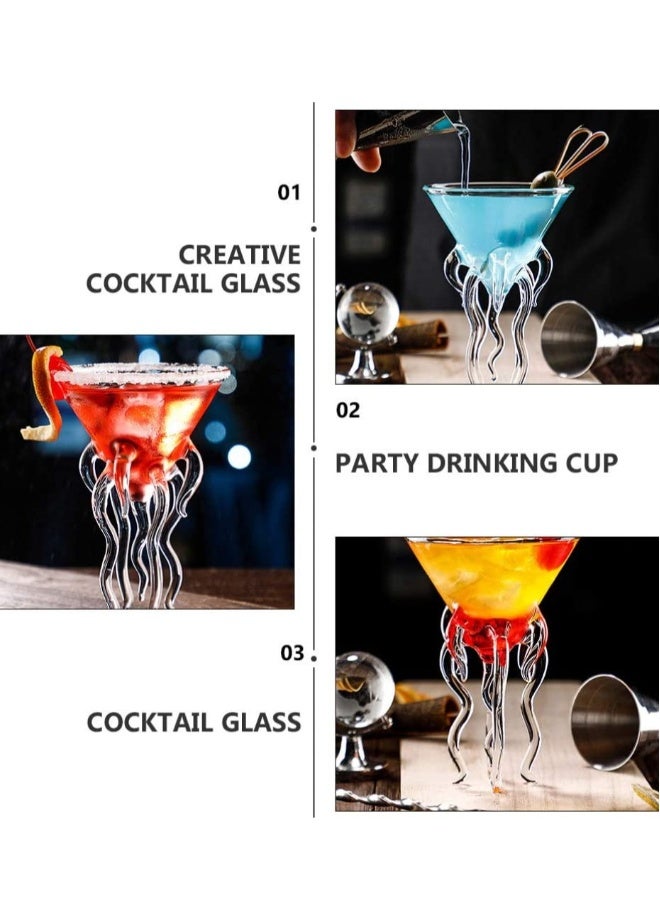 Glass Goblet, SYOSI 2 Pcs Octopus Shape Glass Creative Glass Goblet, Novelty Drink Cup Clear Dessert Ice Cream Juice Cup Decoative Glass Cup for Home - Image 5