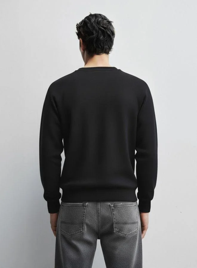 The Indian Garage Co Men Relaxed Fit Embroidered Crew Neck Full Sleeves Sweatshirt