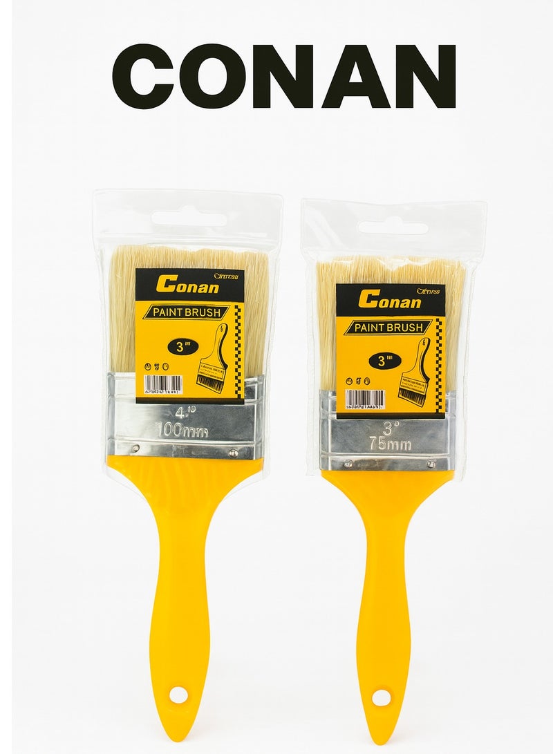Conan 2-Piece Paint Brush Set – 4" (100 mm) + 3" (75 mm) – Comfortable Handles & Durable Metal Ferrules – Models COP0504 & COP0503 - Image 1