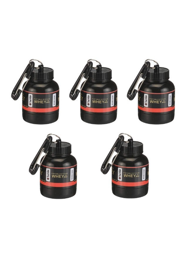 TRUE INDIAN NEW 2024 Whey Bottle Combo - Small Portable Protein Container With Key-Chain, Supplement Powder Carrying Funnel, 30 ml Flask (Pack of 5) - Image 1