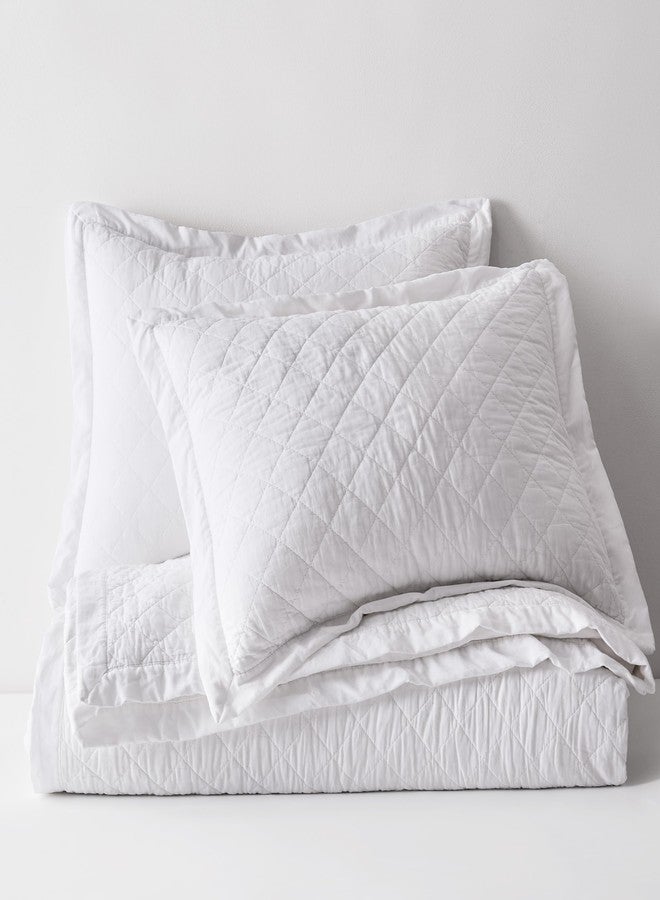 WDCOZY 100% Pre-Washed Cotton King Size Quilt Set - White Ruffle Box Soft Lightweight Bedspread, Textured Like Linen, Farmhouse Country Rustic Coverlet, Shabby Chic Gauze Bedding, 3 Pieces - Image 5