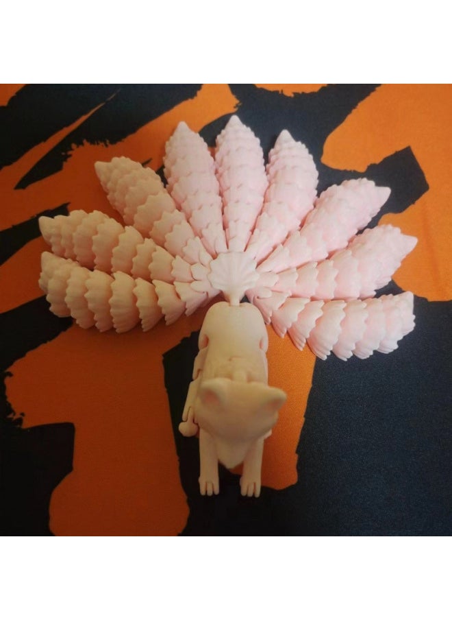 Generic - 3D Printing Nine Tail Fox Joint Movable Toy Creative Desktop Decoration Environmental Protection Materials Can Be Fixed Color-Color:milky White - Image 1