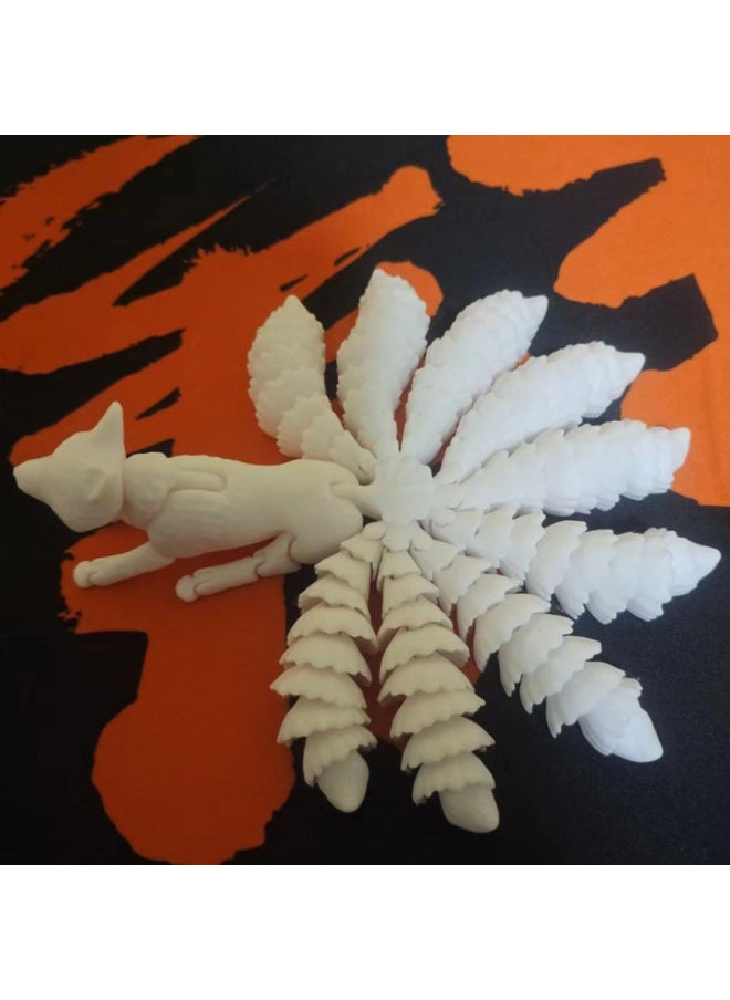 Generic - 3D Printing Nine Tail Fox Joint Movable Toy Creative Desktop Decoration Environmental Protection Materials Can Be Fixed Color-Color:milky White - Image 1