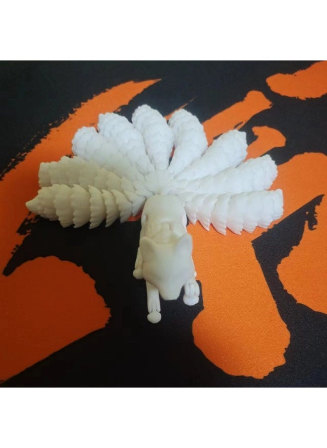 Generic - 3D Printing Nine Tail Fox Joint Movable Toy Creative Desktop Decoration Environmental Protection Materials Can Be Fixed Color-Color:milky White - Image 1
