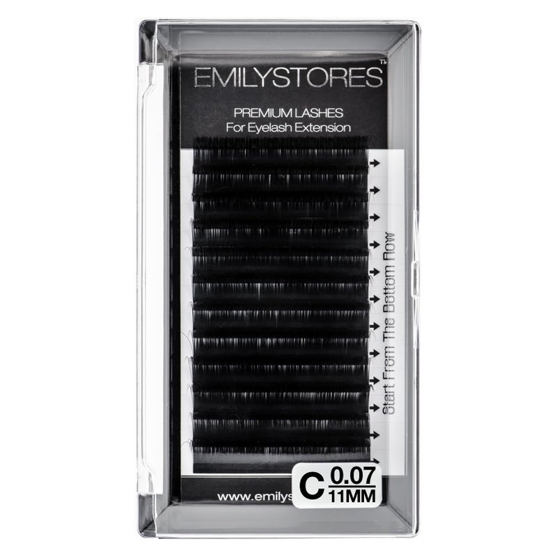 EMILYSTORES Eyelash Extensions 007mm Thickness C Curl Length 11mm Easy Fan Eye Lashes For Lash Extensions007C11mm