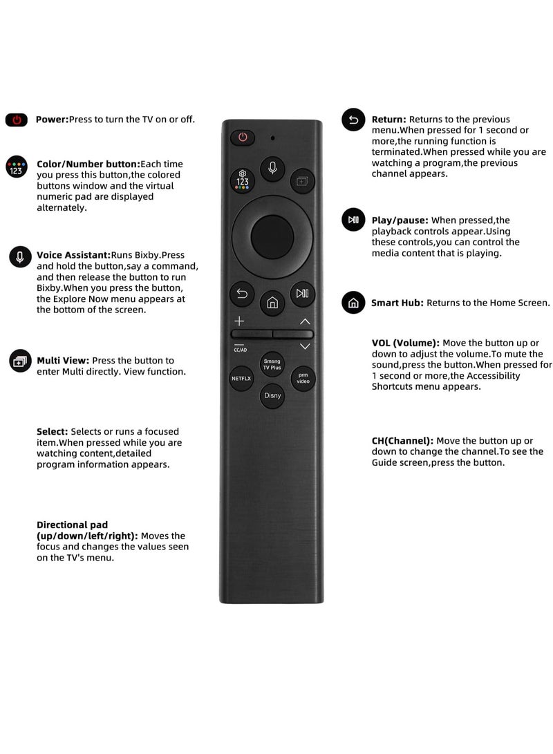 ELTRAZONE Replacement BN59-01385A Voice Remote Control for Samsung Smart TVs with Voice Function Remote Control Compatible with Samsung Smart TV Crystal Frame UHD QLED Curved 4K 8K Series with battery - Image 3