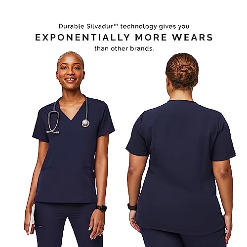 FIGS Casma Three-Pocket Scrub Top for Women – Navy Blue, XS - Image 4