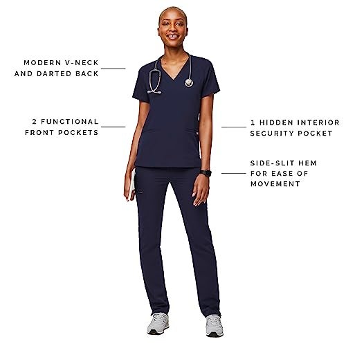 FIGS Casma Three-Pocket Scrub Top for Women – Navy Blue, XS - Image 2
