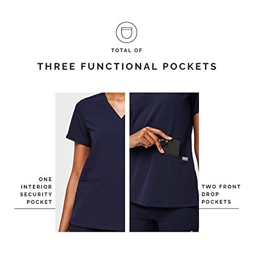 FIGS Casma Three-Pocket Scrub Top for Women – Navy Blue, XS - Image 5
