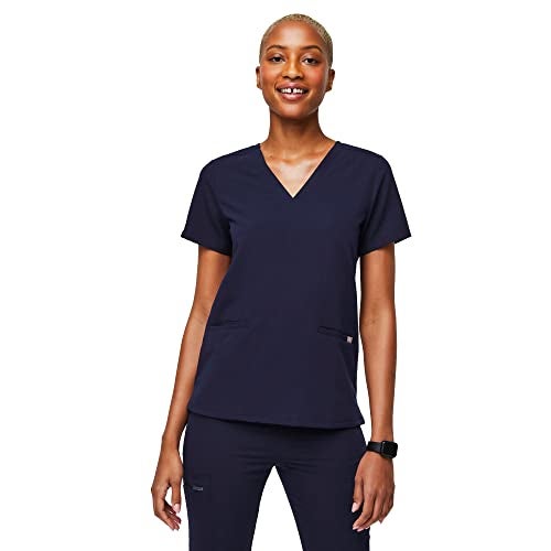 FIGS Casma Three-Pocket Scrub Top for Women – Navy Blue, XS - Image 1
