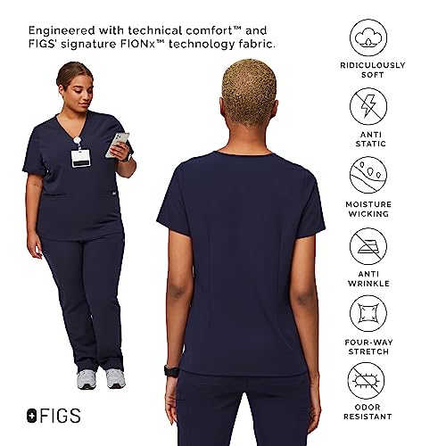 FIGS Casma Three-Pocket Scrub Top for Women – Navy Blue, XS - Image 3