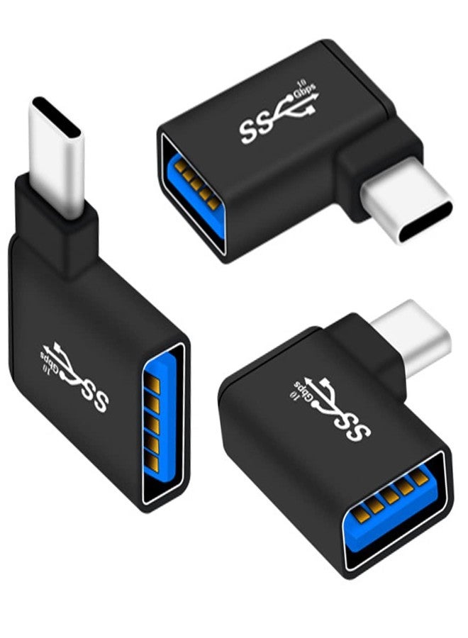 Mepsies USB C to USB 3.0 Adapter 90 Degree (3 Pack), USB-A 3.0 Female to USB-C 3.1 Male Right Angle OTG Adapter Compatible with MacBook Pro, Laptop, Samsung Galaxy, Type-C Phones and More - Image 1