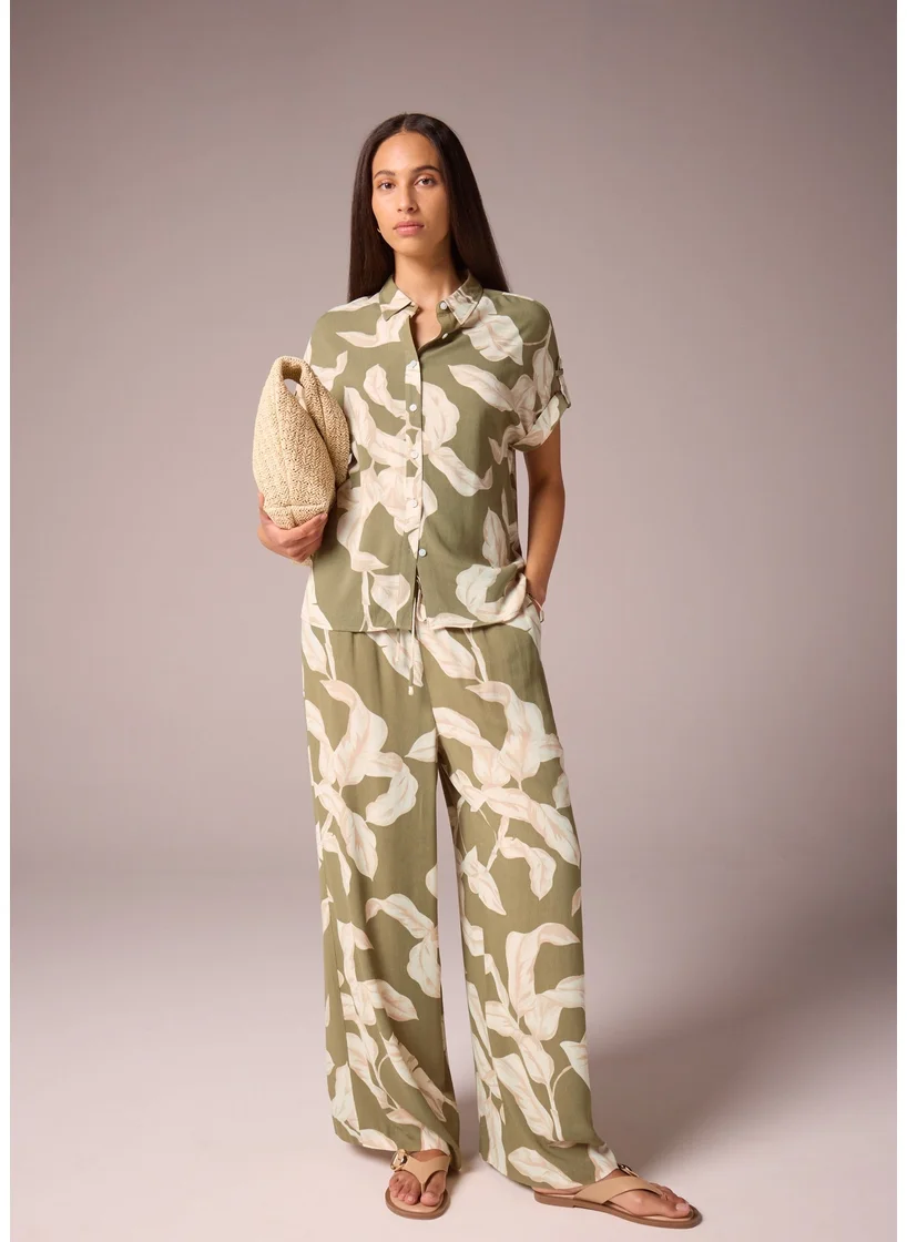 Matalan Et Vous Khaki Co Ord Leaf Print Utility Shirt