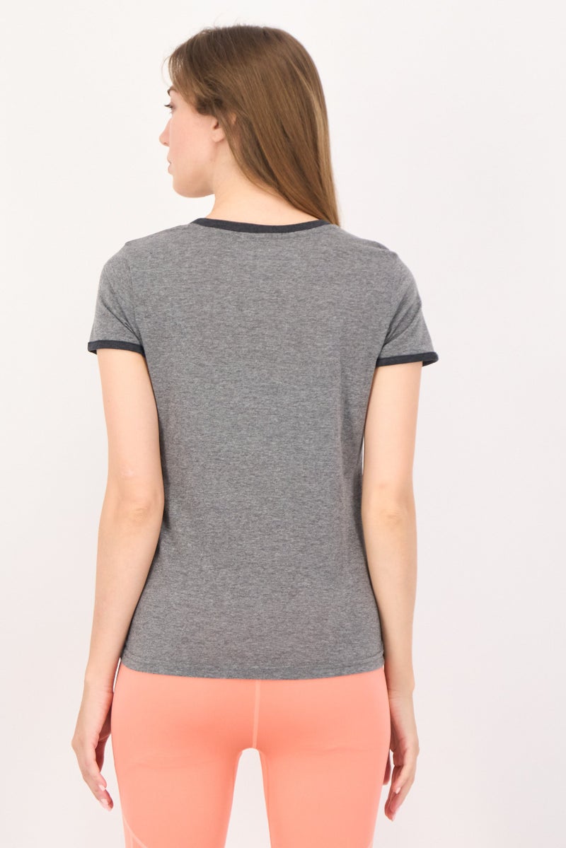 Aeropostale Women Sportswear Fit Short Sleeves Training T-Shirt, Heather Grey - Image 3