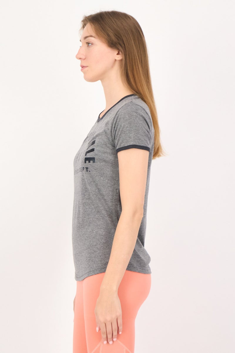 Aeropostale Women Sportswear Fit Short Sleeves Training T-Shirt, Heather Grey - Image 2