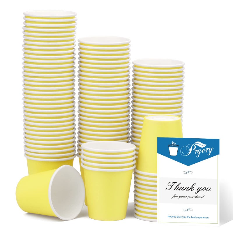 Prgery 100 Pack 3oz Yellow Paper CupsMouthwash Cups Disposable Bathroom CupsSmall Paper Cups 3oz Ideal for Bathroom Supermarket Birthday Party Picnic and BBQ
