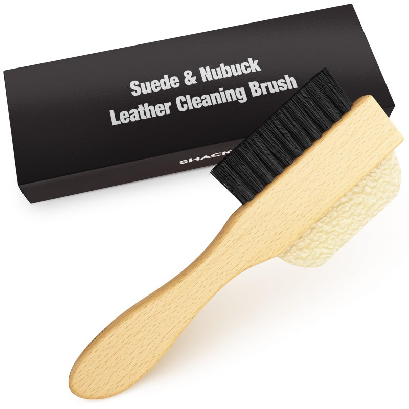 Shacke Suede Shoe Cleaner Brush - Yellow Rubber Suede Eraser with Soft Bristle Brush for Suede Cleaner and Nubuck Brush, Cherry Brown - Image 2