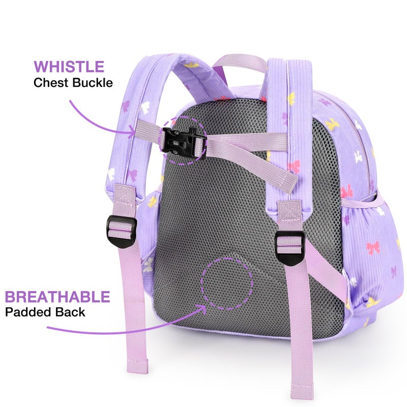 STEAMEDBUN Corduroy Kids Backpack for Girls 5-8: Girls Backpack for Elementary Kindergarten - 15 inch Cute Backpacks for Kids - Purple Bow - Image 3