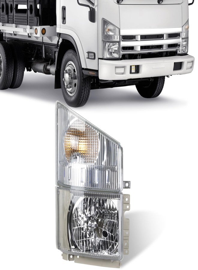 QKVCX Halogen Headlight with Corner Lamp Assembly Fit for 2008-2020 ISUZU NPR NPR-HD NQR NRR, OEM 8975851702 (Passenger Right Side) - Image 1