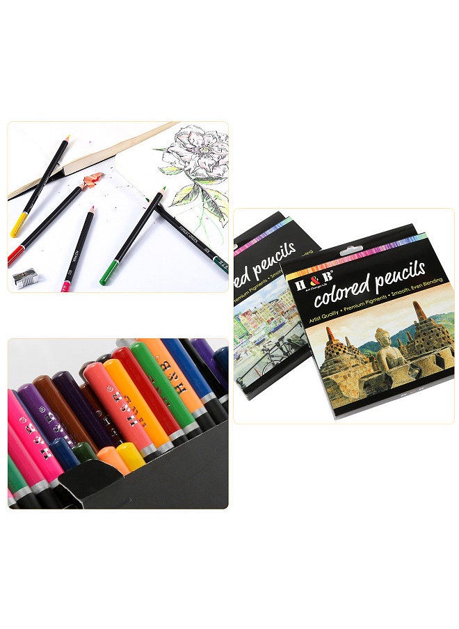 H&B Oil Colored Pencils Set 72 Color Pre-Sharpened Color Sketch Pencils Art Supplies for Students Adults Artists Drawing Sketching Coloring Books Decoration DIY Projects Present Gift  - Image 2