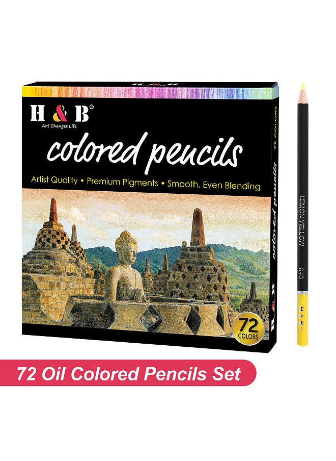 H&B Oil Colored Pencils Set 72 Color Pre-Sharpened Color Sketch Pencils Art Supplies for Students Adults Artists Drawing Sketching Coloring Books Decoration DIY Projects Present Gift  - Image 4