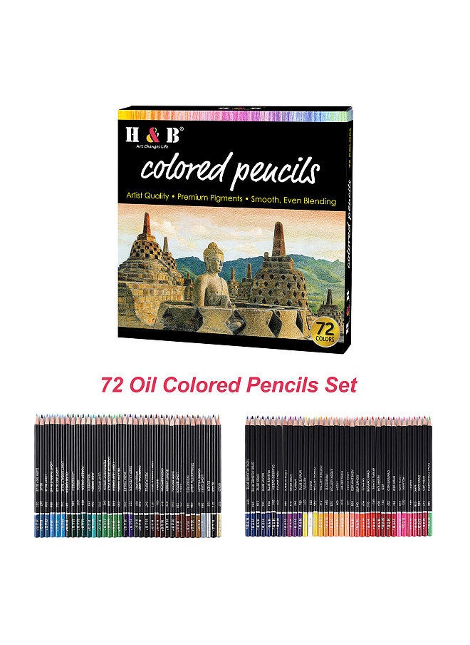 H&B Oil Colored Pencils Set 72 Color Pre-Sharpened Color Sketch Pencils Art Supplies for Students Adults Artists Drawing Sketching Coloring Books Decoration DIY Projects Present Gift  - Image 3