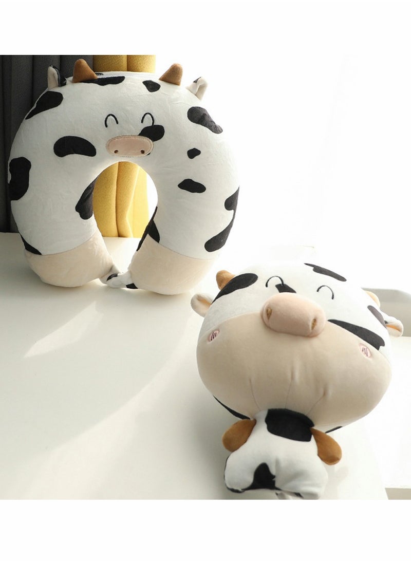 SYOSI - Cow Pillow, U-shaped Pillow, Neck Pillow, Cartoon Cow Pillow, Deformed Pillow, Pillow, Neck Pillow, 2-in-1 Travel Pillow Convertible Kids Neck Pillow, for Airplane Traveling Sleeping (Bull) - Image 1