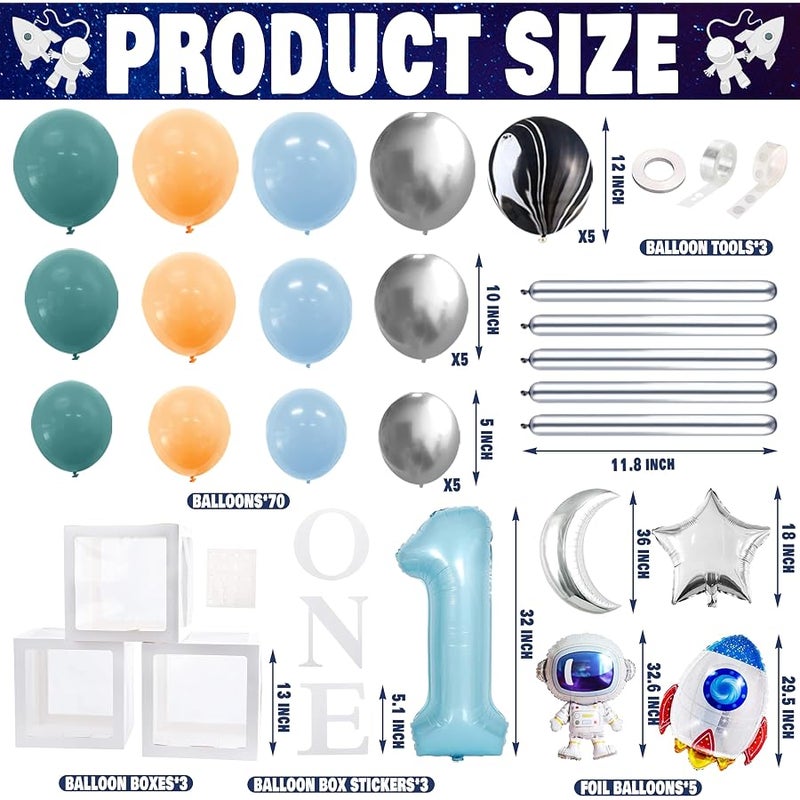 BORAMDO First Trip Around The Sun Party Decorations for Boy - Space Theme 1st Birthday Supplies, Backdrop, Balloons Garland, Monthly Photo Banner - Image 3