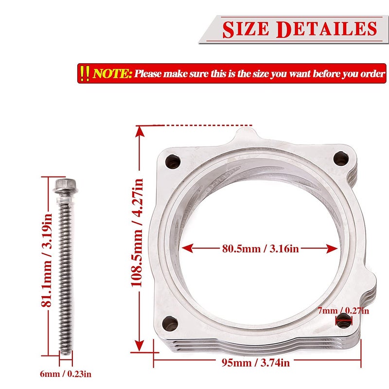 RJSPHH Throttle Body Spacer For 2009-2018 Dodge RAM 1500 2500 3500 5.7l v8 - Image 3