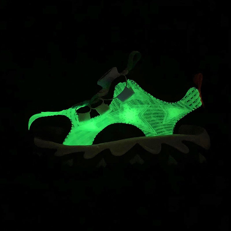 Branded Boys' Sandals With Glow-In-The-Dark Feature, Summer 2025, Knob Closure, Medium And Large Children'S Soft-Soled Non-Slip Sports Closed-Toe Beach Shoes For Kids - Image 5